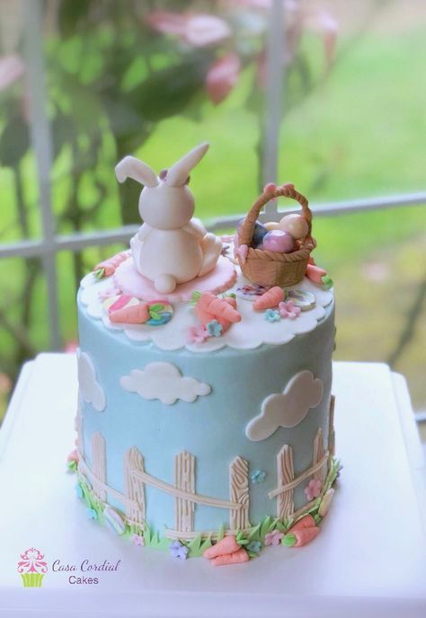 Easter Theme Cake Bunny Cake Easter Theme Cake, Easter Themed Cakes, Easter Bunny Cake Topper, Cake Bunny, Bunny Cakes, Easter Chick Craft, Easter Birthday Party, Easter Bunny Cake, Easter Theme