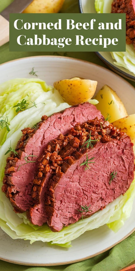 This Corned Beef and Cabbage Recipe is a classic favorite! Perfectly seasoned corned beef, tender cabbage, and hearty vegetables come together for a comforting and flavorful meal. How To Cook Cornbeef And Cabbage, Corn Beef And Cabbage In Oven, Brisket And Cabbage Crockpot, Boiled Corned Beef And Cabbage, Oven Baked Corned Beef And Cabbage, Cabbage And Corn Beef Recipes, Corned Beef Seasoning Packet Recipe, Cabbage For Corned Beef, Crockpot Corned Beef And Cabbage Easy