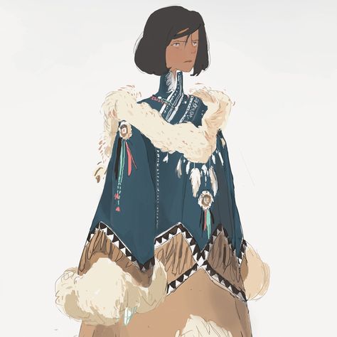 Traditional Inuit Clothing, Inuit Drawing, Antonio Reinhard, Yupik Clothing, Inuit Character Design, Greenlandic People, Inuit Fashion, Inuit Clothing, Fan Art Avatar