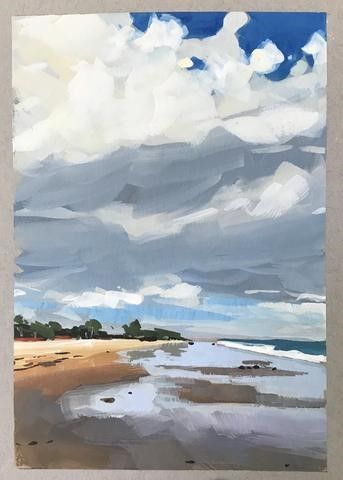 Canvas Painting Ideas, Landscape Art Painting, Cloud Painting, Abstract Art Landscape, Ocean Painting, Abstract Landscape Painting, Beginner Painting, Beach Painting, Seascape Paintings