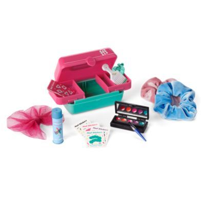 Courtney Moore, Our Generation Doll Accessories, Blue And Pink Hair, American Girl Doll Sets, Pretend Makeup, Big Toys, American Girl Doll House, Storage Trays, American Girl Accessories