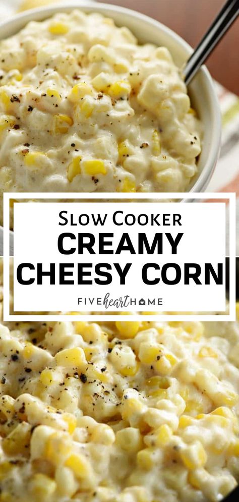 Creamy Cheesy Corn, Super Easy Slow Cooker Recipes, Crockpot Side Dishes, Cheesy Corn, Crock Pot Recipe, Corn Recipe, Recipe For Dinner, Slow Cooker Recipe, Crockpot Dishes