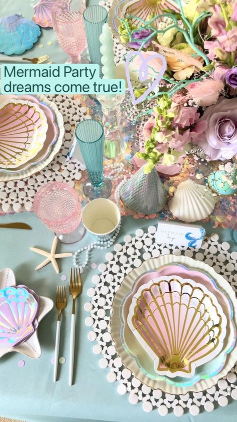 Mermaid Party dreams come true! Pizzazzerie.com in 2022 | Diy party decorations, Mermaid party, 2nd birthday party themes Picnic Themes, Luau Ideas, Picnic Theme, Table Dressing, Birthday Drinks, Mermaid Party Decorations, Table Decorating, Kid Parties, 2nd Birthday Party Themes