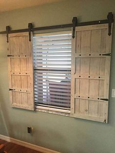 Sliding Barn Door Sh Barn Door Shutters, Door Shutters, Barn Door Window, Wooden Shutters, Interior Windows, Shutter Doors, Empty Room, Window Shutters, Interior Barn Doors