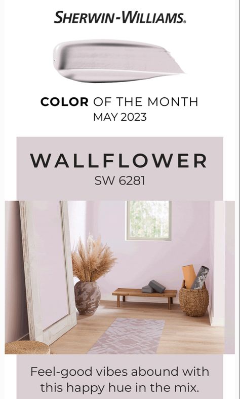 Color of the month, May 2023 Sherwin Williams Wallflower, Lilac Walls, Color Of The Month, Month May, Bedroom Paint Colors, Teenage Bedroom, May 2023, Bedroom Paint, Home Reno