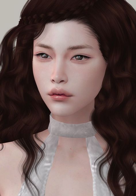 sim with dark reddish brown curly hair, dark brown eyes, glancing in the distance. She has pale white skin. Sims 4 Cheats, The Sims 4 Skin, Cute Eyeshadow Looks, Brown Curly Hair, Sims 4 Mm Cc, Sims 4 Cc Makeup, Sims 4 Cc Skin, Makeup Artist Tips, Sims 4 Mm