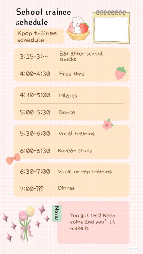 Kpop Trainee Schedule, Kpop Idol Schedule, Trainee Kpop Schedule, Schedule After School, Kpop Trainee Daily Schedule, K Pop Trainee, Kpop Trainee, Beauty Routine Tips, School Schedule