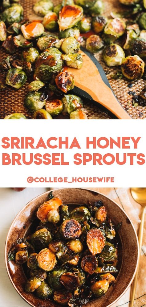 Honey Sriracha Brussel Sprouts, Brussels Sprout Recipes, Brussel Sprouts Appetizer, Honey Brussel Sprouts, Baked Brussel Sprouts, Brussel Sprout Recipes Roasted, Healthy Appetizer, Brussels Sprout, Holiday Side