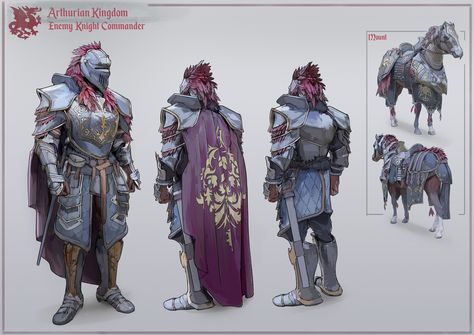 ArtStation - Arthurian Kingdom - Enemy Knight Commander, Oliver Medak Rise Of The Dragon, Knight Commander, Armor Designs, Horse Armor, Fantasy Horses, Game Of Throne, Dragon King, Knight Art, Knight Armor