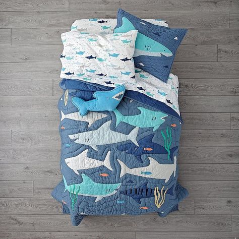 Shark Theme Room, Shark Themed Bedroom, Shark Bedroom, Shark Quilt, Shark Bedding, Shark Room, Shark Decor, Ocean Room, Shark Bait