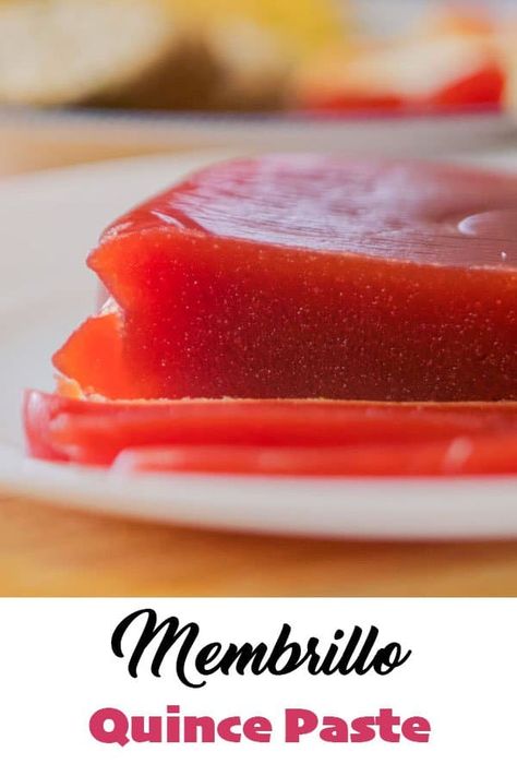 This membrillo recipe is a popular Spanish treat, also known as Quince Paste/Cheese. This delicious jelly is usually served with Manchego cheese and wine. #membrillo #quincepaste #quincecheese #hildaskitchenblog Membrillo Recipe, Quince Paste Recipe, Quince Jam Recipe, Assyrian Recipes, Quince Recipes, Quince Paste, Quince Jelly, Cheese And Wine, Manchego Cheese