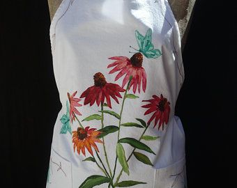 Jackie Peralto Original Oil and Acrylic by JackiePeraltoGallery Painted Apron, Painting Apron, Owl Ornament, Acrylic Fabric, Fabric Paint, Linen Apron, Special Birthday, Muslin Cotton, Fabric Painting