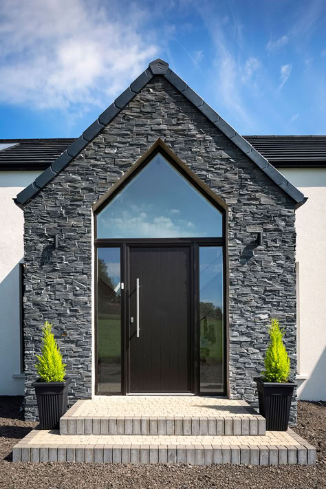 Contemporary Bungalow, House Designs Ireland, Bungalow Extensions, Modern Bungalow Exterior, Modern Bungalow House Design, Building A Porch, Bungalow Renovation, Bungalow Exterior, Front Porch Design