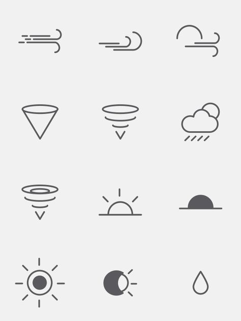 Free Weather Icons on Behance Wind Logo, Unusual Perspective, Weather Design, Map Symbols, Weather Icon, Weather Symbols, Pulmonology, Weather Icons, Cute Tiny Tattoos