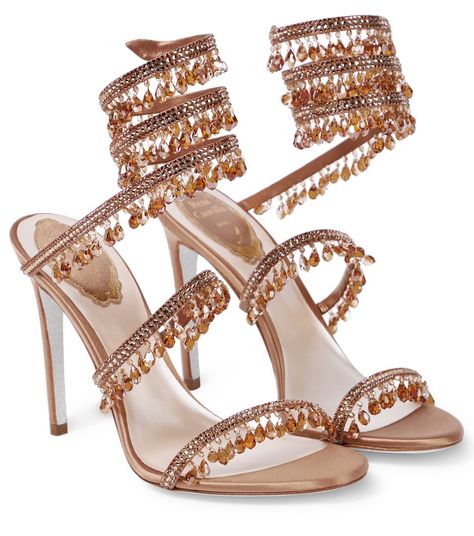 One of my favourite designer pieces #mytheresa Renee Caovilla Heels, Wedding Dress Sandals, Caovilla Shoes, Rene Caovilla Shoes, Bling Sandals, Satin Sandals, Modern Sandals, Crystal Sandals, Jeweled Sandals