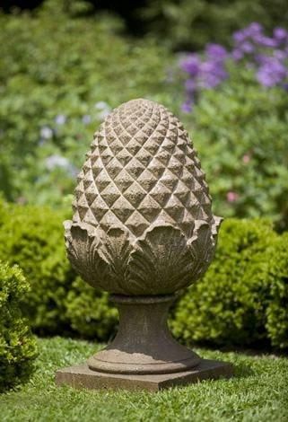 Campania International Williamsburg Grand Pinecone This Williamsburg Grand Pinecone is a great addition to any garden or patio. Your family will find this delightful and simple statue can work anywhere in your garden - Made in the USA - Williamsburg Grand Pinecone Measures 17 inches in Diameter and 31 inches Tall. Weighs 269 Pounds - Ships for free - Shown in Aged Limestone (AL) - Constructed from reinforced cast stone concrete to last a lifetime at your home or office. - The Campania Internatio Artichoke Garden, Stone Garden Statues, Garden Gate Design, Ladybug Garden, Campania International, Temple Gardens, French Limestone, Garden Gnomes Statue, Concrete Statues