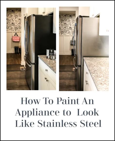 HOW Stainless Steel Paint For Appliances, Paint Appliances, Side Of Fridge, Appliance Makeover, Painting Appliances, Black Refrigerator, Stainless Steel Paint, Rent House, Black Ovens