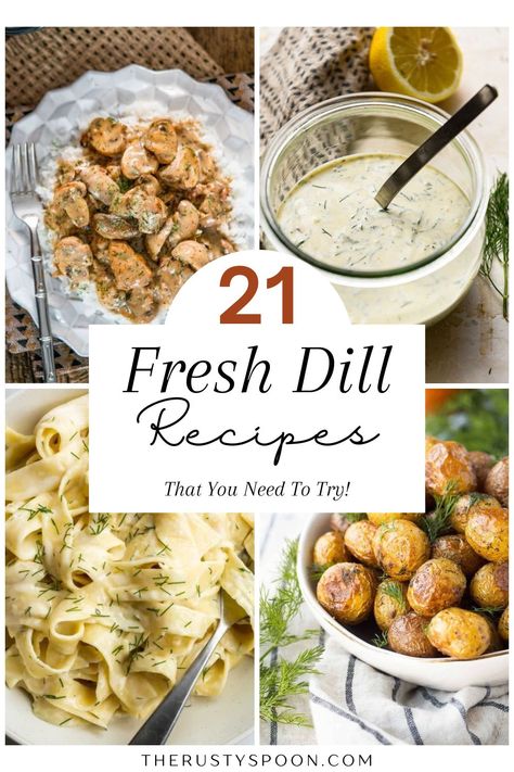 Fresh Dill Recipes Dill Appetizer, Dill Rice Recipe, Fresh Dill Recipes, Pasta With Dill, Dill Rice, Salad With Dill, Rusty Spoon, Dill Salad, Healthy Winter Meals