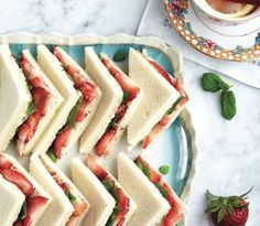 Strawberry tea sandwiches Strawberry Tea Sandwiches, Strawberry Sandwiches, High Tea Food, Tea Party Recipes, Tea Sandwich, Tea Party Sandwiches, Tea Sandwiches Recipes, Sandwiches Recipes, English Tea Party