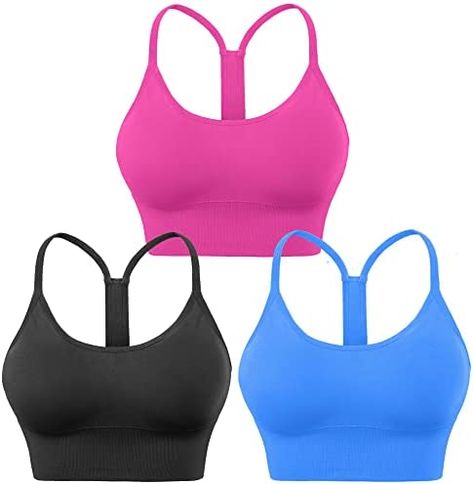 Racerback design, comes in multiple apcks, multiple colors, low impact, padded with pads that can be removed Bra Pack, Sports Bra Collection, Post Surgery Bra, Cute Sports Bra, Front Zip Sports Bra, Athleisure Trend, White Bras, Padded Sports Bra, Racerback Sports Bra