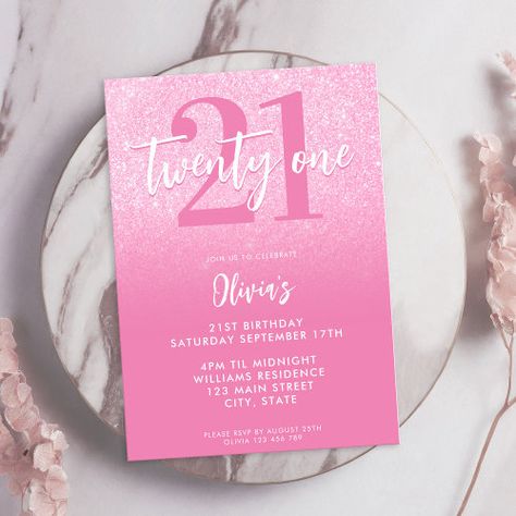 $2.93 | Modern Pink 21st Birthday - 21st birthday, modern, elegant, 21st, simple, chic, minimalist, birthday invitation, pink, typography Pink 21st Birthday, 21st Invitations, 77th Birthday, Pink Typography, Birthday Invitation Pink, Minimalist Birthday, 21st Birthday Party, 21st Party, 21st Birthday Invitations