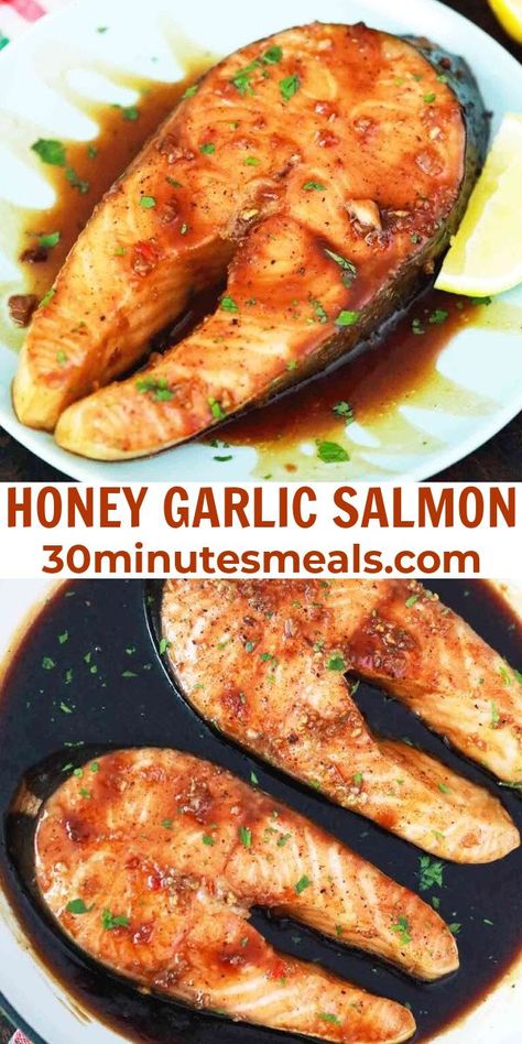 Healthy Salmon Dinner, Crisp Salad, Lobster Dishes, Honey Garlic Salmon, Delicious Seafood Recipes, Garlic Salmon, Delicious Family Meals, Honey Garlic Sauce, Best Seafood Recipes