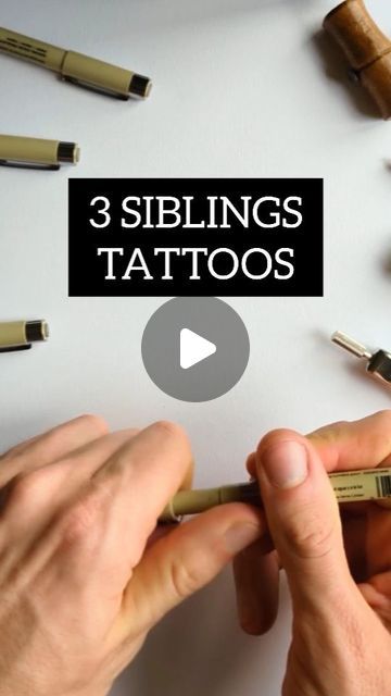 Tattoo Idea For 3 Siblings, Twin Sibling Tattoos Brother And Sister, Tattoos For Three Brothers, Fine Line Tattoo For Siblings, Three Sibling Tattoos Simple, Three Siblings Tattoo, Tattoo For 3 Siblings, 5 Siblings Tattoo, Trio Sibling Tattoo