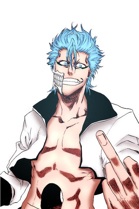 Middle finger grimmjow jaggerjack Anime Middle Finger, Grimmjow Bleach, Bleach Renji, Grimmjow Jaegerjaquez, Kuchiki Rukia, In The Pale Moonlight, Kurosaki Ichigo, Greek God, I Love Anime