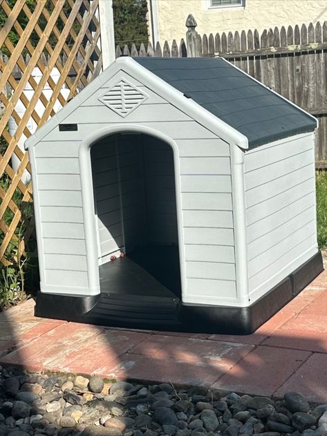 LEMBERI Durable Waterproof Plastic Dog House for Small to Large Sized Dogs, Indoor Outdoor Doghouse Insulated Puppy Shelter with Elevated Floor, Easy to Assemble,Ventilation Design Dog Home Gray Elevated Floor, Plastic Dog House, Insulated Dog House, Large Dog House, Ventilation Design, Dog House Diy, Dog Houses, Dog House, Dog Design