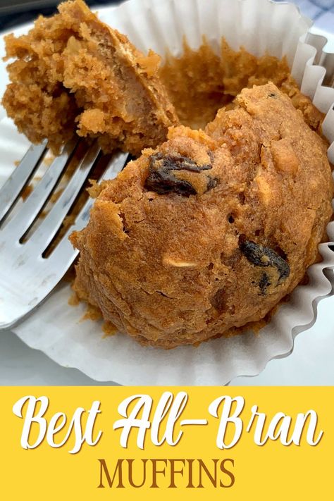 Best All-Bran Muffins - Plowing Through Life Healthy Apple Oatmeal, Raisin Bran Muffin Recipe, Blueberry Muffin Recipes, All Bran Muffins, Easy Breakfast Casseroles, Bran Muffin Recipe, Working Mom Meals, Easy Breakfast Muffins, Cornbread Muffin