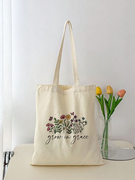 Tod Bag, Tods Bag, Grow In Grace, Flower Letters, Sustainable Materials, Womens Tote, Canvas Bag, Luggage Bags, Letter Prints