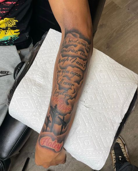 Real Tattoos Men, Humble Tattoo Men Arm, Forearm Tattoo Memorial, Under Arm Tattoo Men, Forearm Tattoo Men Sleeve Memorial, Unisex Tattoo Ideas, Men Forearm Tattoos With Meaning, Top Wrist Tattoos Men, Forearm Tattoos Names Men