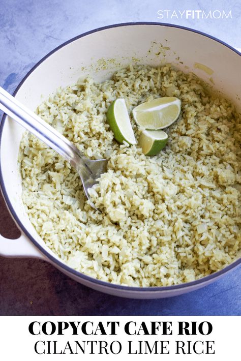 Cilantro Lime Rice Cafe Rio, Cafe Rio Cilantro Lime Rice, Cafe Rio Rice, Copycat Cafe Rio, Cafe Rio Recipes, Rice Nutrition Facts, Stay Fit Mom, Cafe Rio, Macro Friendly Recipes