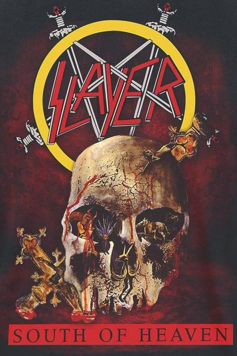 Metal Posters Art, South Of Heaven, Slayer Band, Rock Poster Art, Rock Band Logos, Rock Band Posters, Heavy Metal Art, Arte Punk, Rock Artists