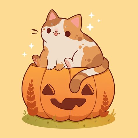 Cat In A Pumpkin, Halloween Wallpaper Iphone Backgrounds, Halloween Wallpaper Cute, Cute Fall Wallpaper, November 1st, Have A Great Weekend, Halloween Drawings, Halloween Books, Halloween Cartoons