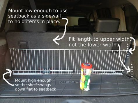 Trim shelf and legs to fit your trunk Trunk Shelf, Suv Trunk Organization, Layering Carpet, Car Organization Diy, Car For Teens, Family Suv, Car Salesman, Road Trip Car, Car Trunk Organization