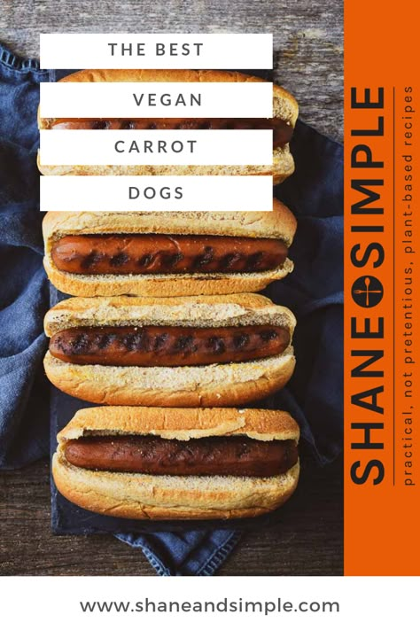 Carrot Hot Dogs, Hot Dog Recipe, Vegan Hot Dog, Carrot Dogs, Vegan Grilling, Wfpb Recipes, Vegan Bbq, Hot Dog Recipes, Diet Vegetarian