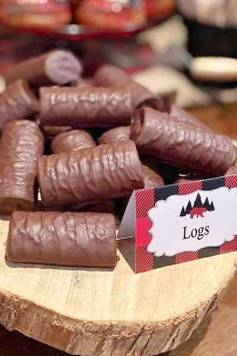 Chainsaw Birthday Party, Lumberjack Party Ideas, Lumberjack Food Ideas, Lumbar Jack Birthday Party, Cabin Birthday Party Ideas, Ax Throwing Party, Lumberjack 3rd Birthday Party, Lumberjack Party Food, Lumberjack Theme