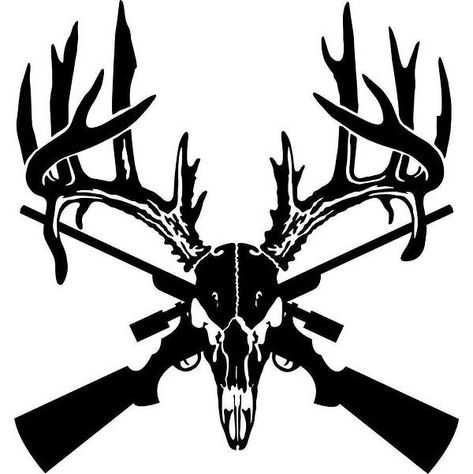 Deer Hunting Gun Deer Skull Tattoos, Deer Decal, Buck Antlers, Hunting Decal, Hunting Tattoos, Masculine Tattoos, Deer Heads, Hunting Svg, Laptop Vinyl Decal