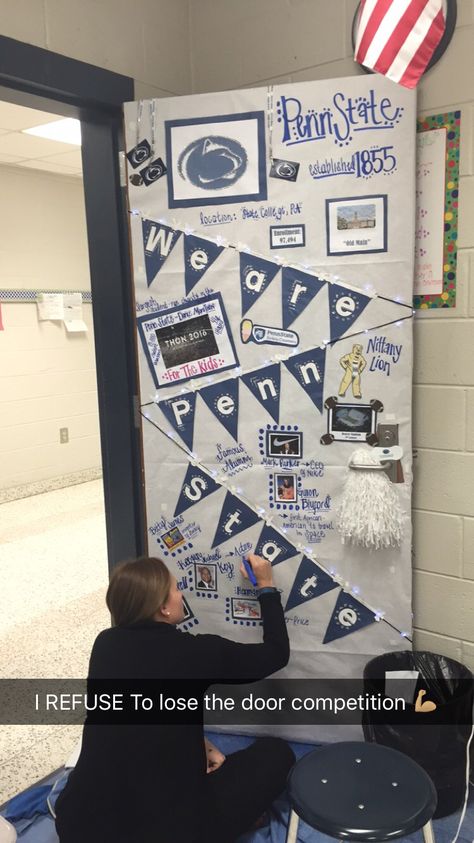 College Week Door Decorating competition #PennState #winning Dorm Room Door Decorations, College Dorm Door, Classroom College, Dorm Signs, Door Decorations College, Dorm Door Decorations, Dorm Room Doors, Dorm Door, Room Door Decorations