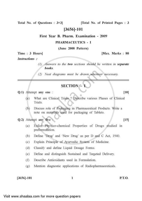 Question Paper - Bachelor of Pharmacy (Yearly Pattern) 1st Year Pharmaceutics 1 2009-2010 with PDF download | shaalaa.com B Pharmacy Notes 1st Year, B Pharmacy, D Pharmacy, Exam Time, Previous Year Question Paper, Past Papers, Board Exam, Time Management Skills, 1st Year