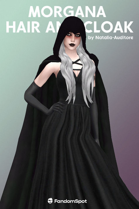 This Morgana hair & cloak CC is perfect for any witch build, or even for an occult-loving Sim. Find this as # 6 on our list linked here Sims 4 Cloak Accessory, The Sims 4 Cc Cloak, The Sims 4 Witch Mods, Wizard Sims 4 Cc, Maleficent Sims 4 Cc, Sims 4 Vampire Cc Hair, The Sims 4 Occult Cc, Sims 4 Cc Cape Accessory, Sims 4 Werewolf Cc Clothes