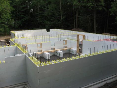 Icf House Plans, Guest Cottage Plans, Icf Foundation, Cinder Block House, Icf Construction, Icf Blocks, Icf Walls, Icf Home, Quonset Homes