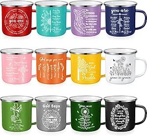 Zhehao 12 Pcs 12 OZ Christian Coffee Mugs with Handle Religious Bible Verse Christian Gifts Cup Inspirational Bible Affirmations Tumbler for Friend Men Women Birthday Christmas Christian Coffee Mugs, Bible Affirmations, Women Birthday, Birthday Woman, Bible Inspiration, Christian Gifts, Bible Verse, Bible Verses, Affirmations