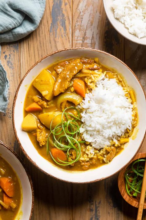 Vegan Japanese Curry Vegan Japanese Curry, Vegan Japanese, Curry Bowl, Vegan Worcestershire Sauce, Spiced Chickpeas, Japanese Curry, Vegan Asian, Vegan Eating, Curry Recipes