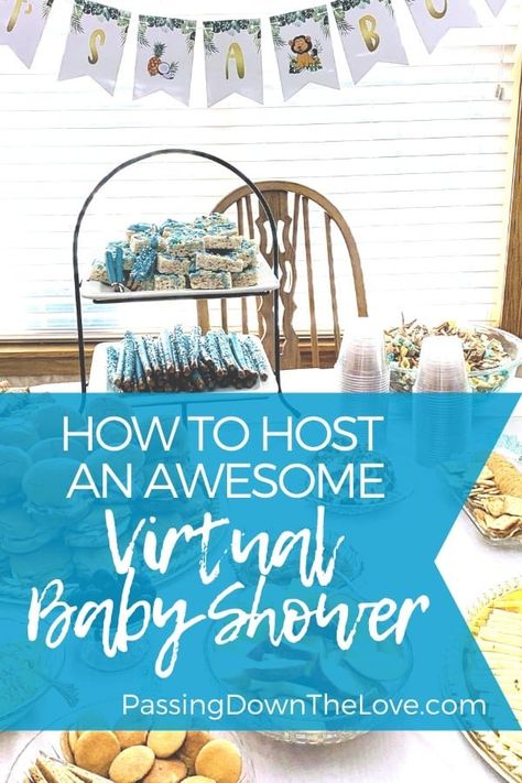 Virtual Baby Shower Ideas, Virtual Baby Shower Games, Baby Shower Host, Online Baby Shower, Funny Baby Shower Games, Boy Baby Shower Ideas, Virtual Baby Shower, Modern Baby Shower, Fiesta Baby Shower