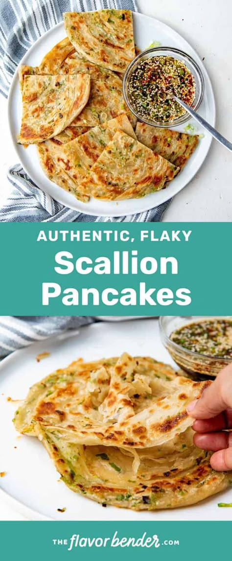 Asian Pancakes, Scallion Pancake Recipe, Crispy Pancakes, Scallions Recipes, Asian Breakfast, Scallion Pancakes, Savory Crepes, Savory Pancakes, Scandinavian Food