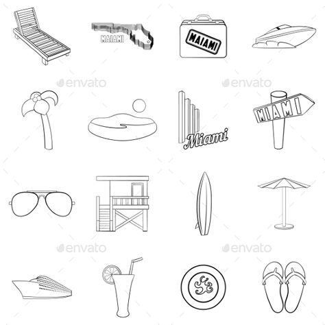 Miami Icon Set Outline Sketch Icon, Minimal Drawings, Typography Lettering, Birthday Cards Diy, Typography Letters, Design Typography, Graphic Design Typography, Icon Set, Typography Design