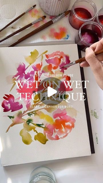 Jenna Rainey on Instagram: "🚨Comment “REVIVE” and I’ll send you my free 40-page ebook on all things watercolor and technique!!

What is wet on wet technique with watercolor?

Wet on wet technique in watercolor painting is a dynamic and fluid method that creates a range of effects from gentle color washes to vibrant, diffused patterns. The soft, blend of light and dark values or colors is where the magic lies in watercolor.

How do you do it??

It begins with wetting the paper, either in a specific area (as seen in this video!) or entirely, and then applying pigments while the surface is still damp. The water on the paper allows the pigments to spread and merge, creating smooth transitions and delicate color mixtures.

This technique is particularly my favorite for its ability to mimic nat Wet On Wet Technique, Jenna Rainey, White Gouache, Smooth Transitions, Watercolor Workshop, Art Retreats, Watercolor Books, Open Flower, Diy Watercolor Painting