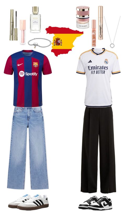 Barcelona T Shirt, Matching Outfits Best Friend, Soccer Outfits, Jersey Outfit, Matching Couple Outfits, Football Outfits, Soccer Shirts, Couple Outfits, Tshirt Outfits